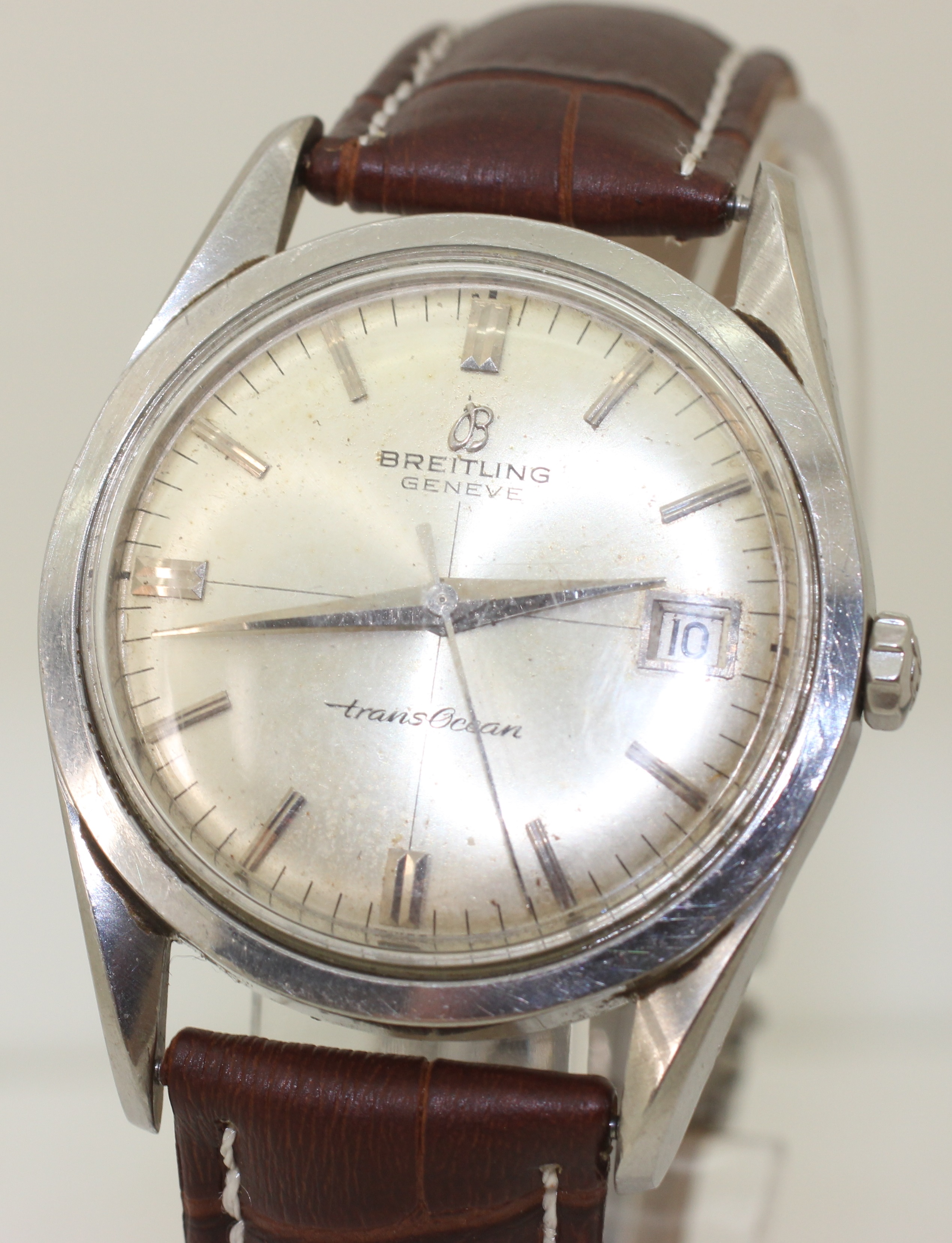 Rare Vintage 35mm Mens Steel 1950's B125 Breitling Transocean Automatic