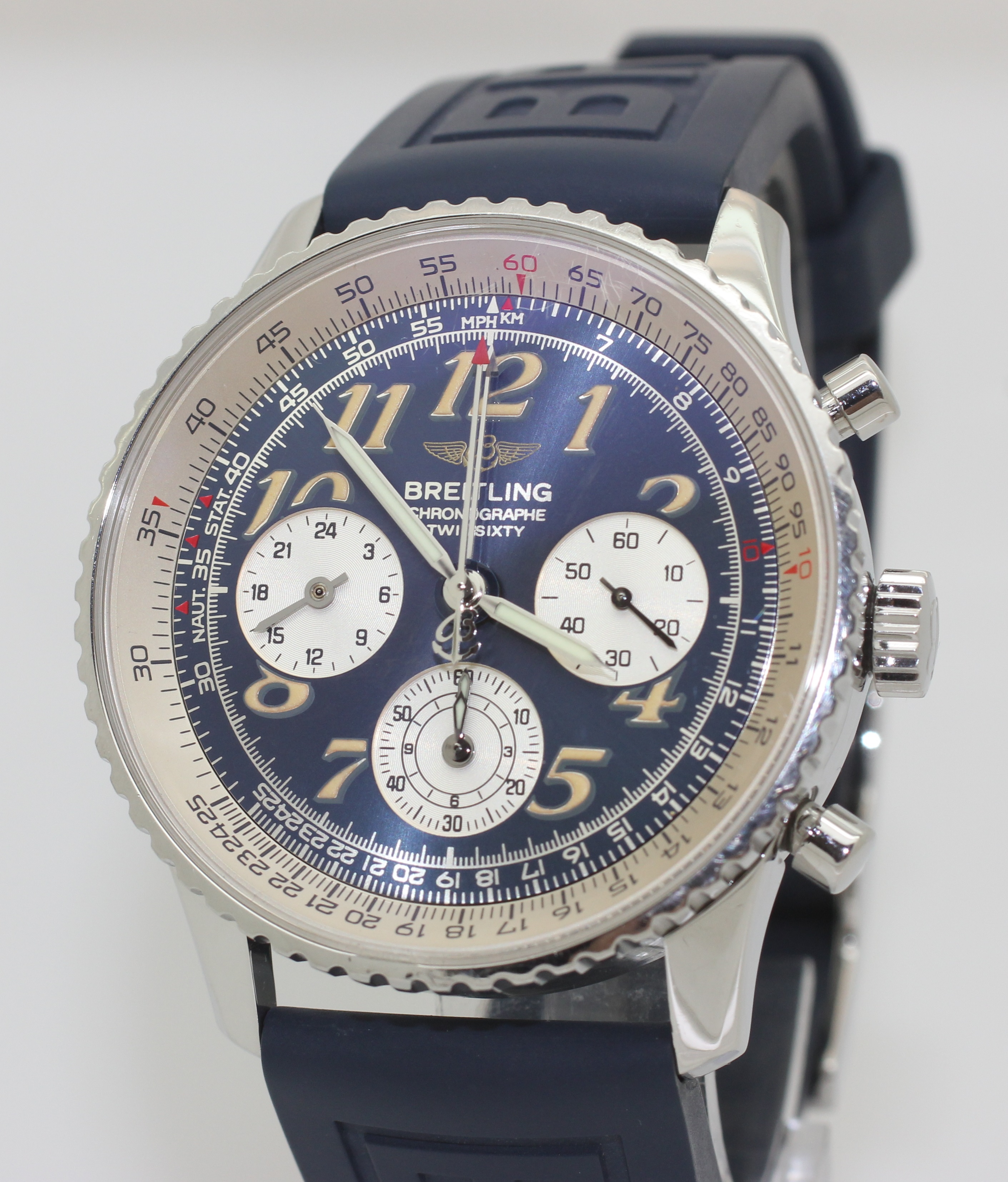 Steel Breitling Navitimer Twin Sixty 2 II Chronograph A39022.1 Box & Papers
