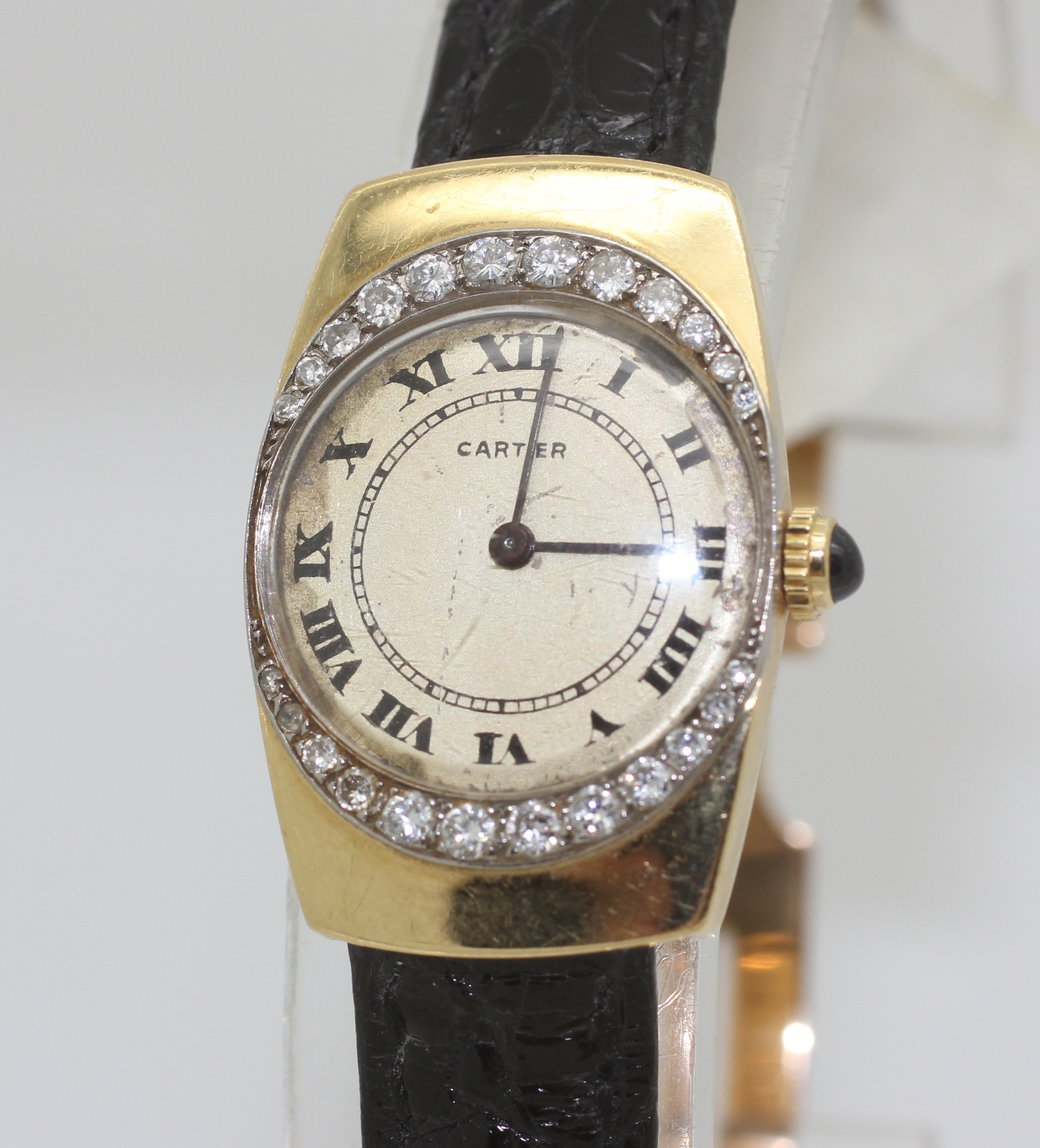 Super Rare Vintage Ladies 18k Yellow Gold & Diamond Cartier Watch